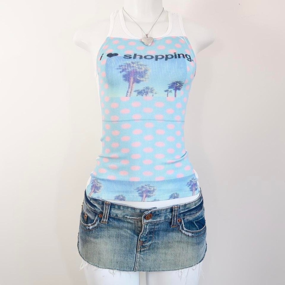 y2k baby tee i heart shopping polka dot tank
